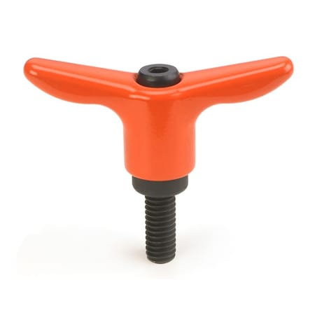 Adjustable Handle, T-Handle Design, Safety Orange Plastic Handle, 1/4-20 X .78 Steel External Thread, 1.98 Handle Diameter